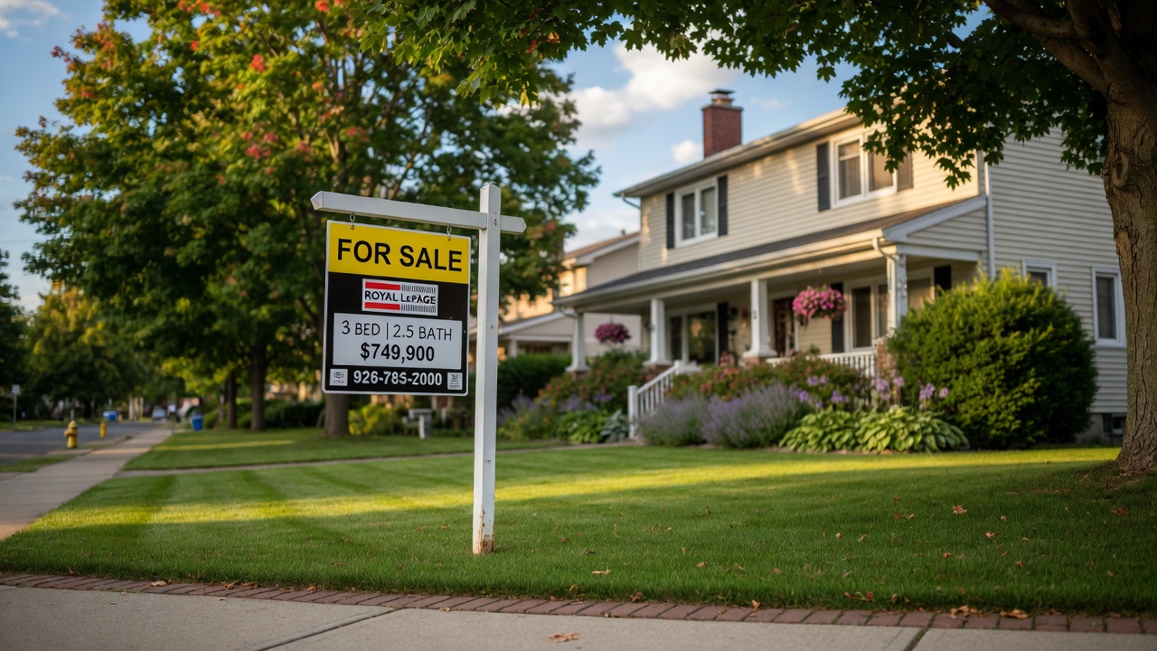 For sale sign on a Hamilton Mountain residential street