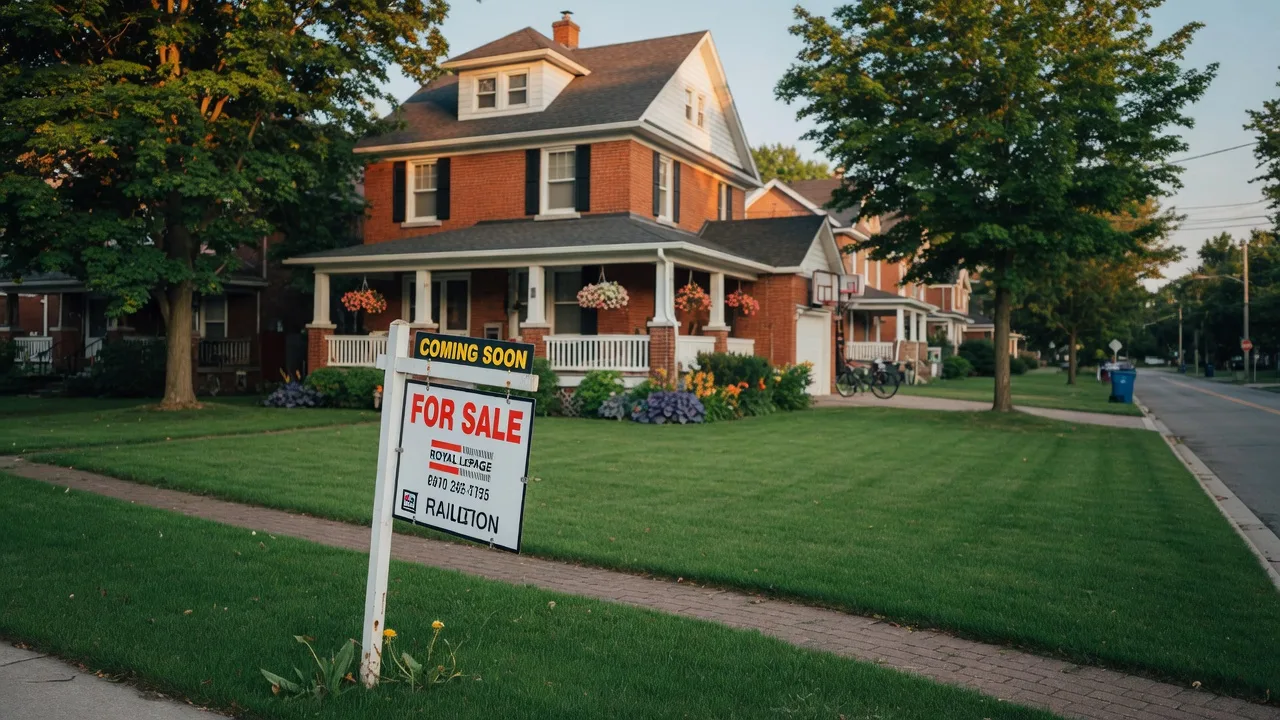 For sale sign on a Hamilton Mountain residential street