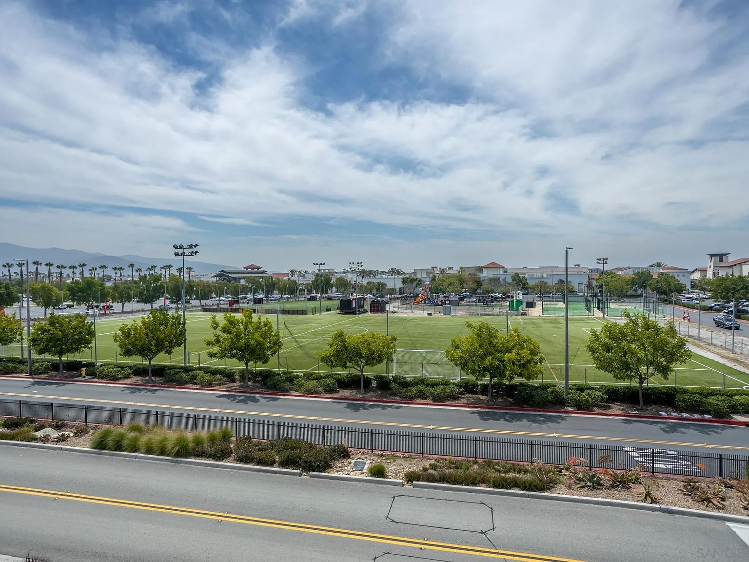 Community park and sports field view