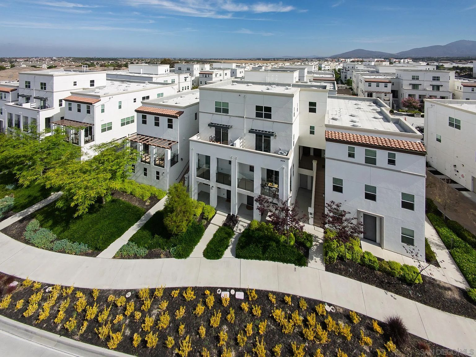 Aerial drone view of the townhome complex