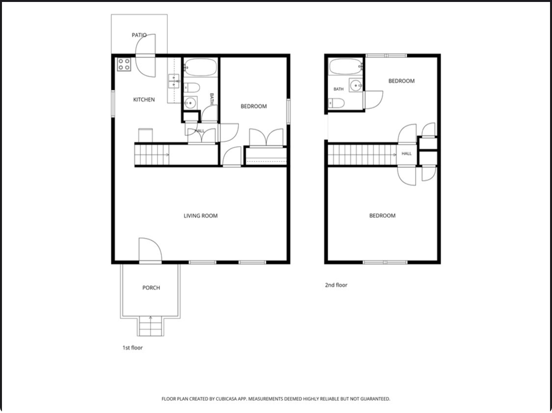 Two-level floor plan showing first and second floor layout