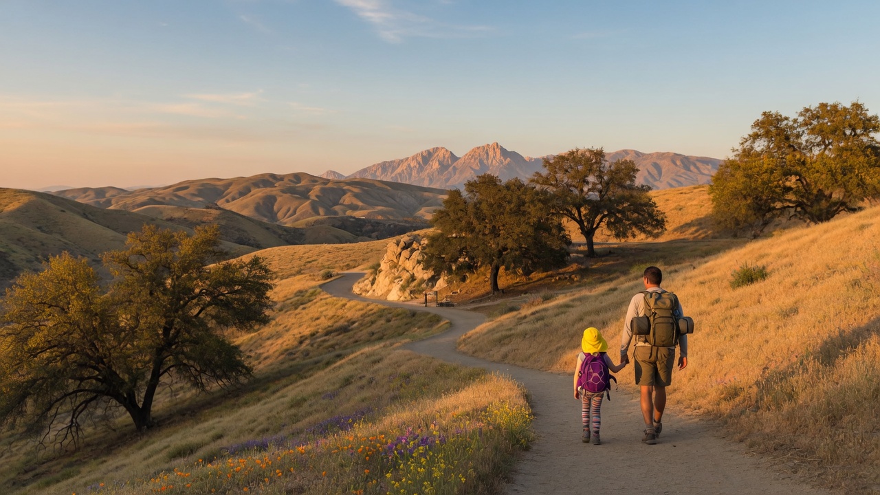 Hiking trail through golden California hills — a perfect Father's Day adventure near Beaumont