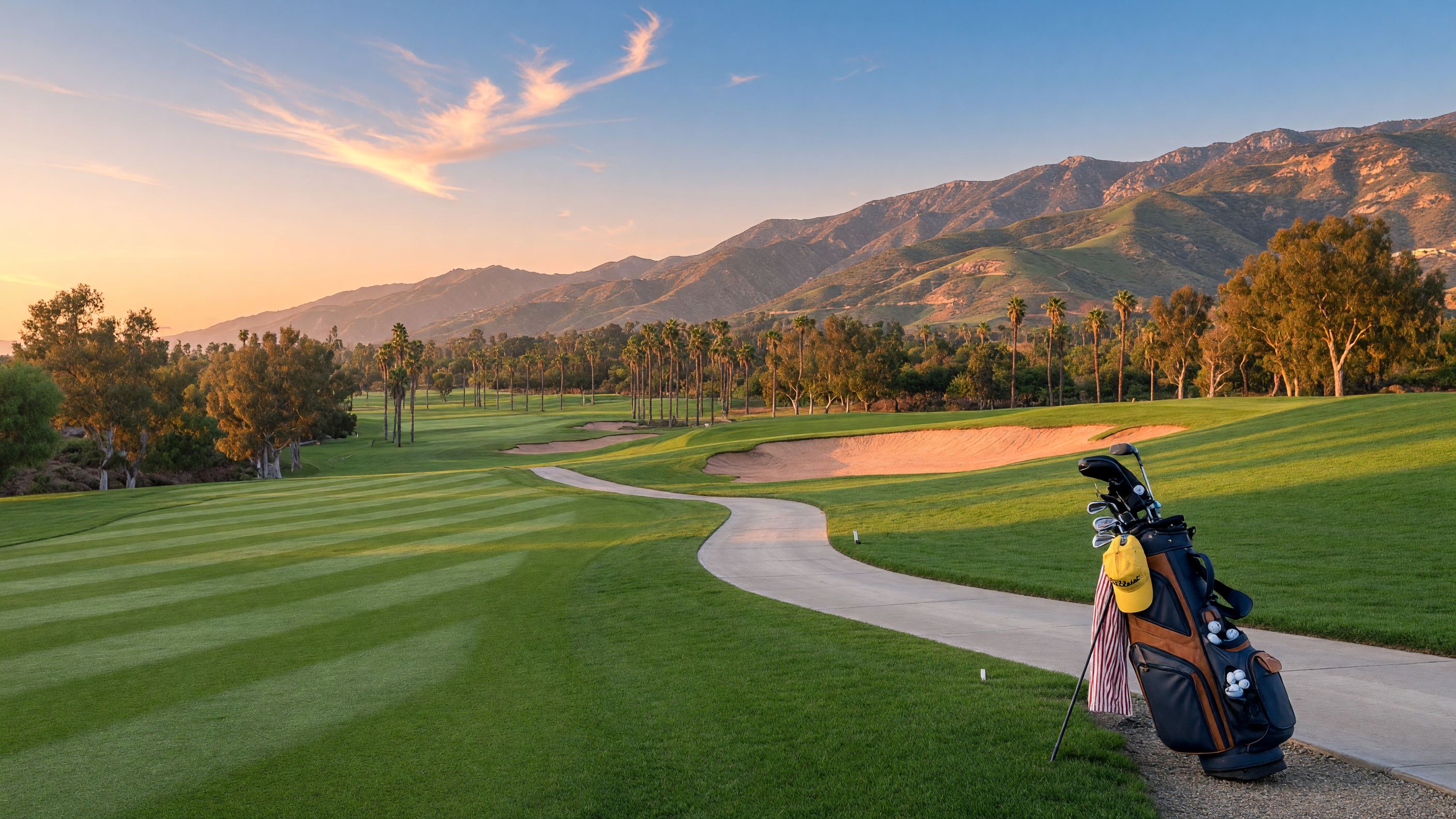 Scenic golf course in the San Gorgonio Pass at golden hour — a perfect Father's Day morning in Beaumont