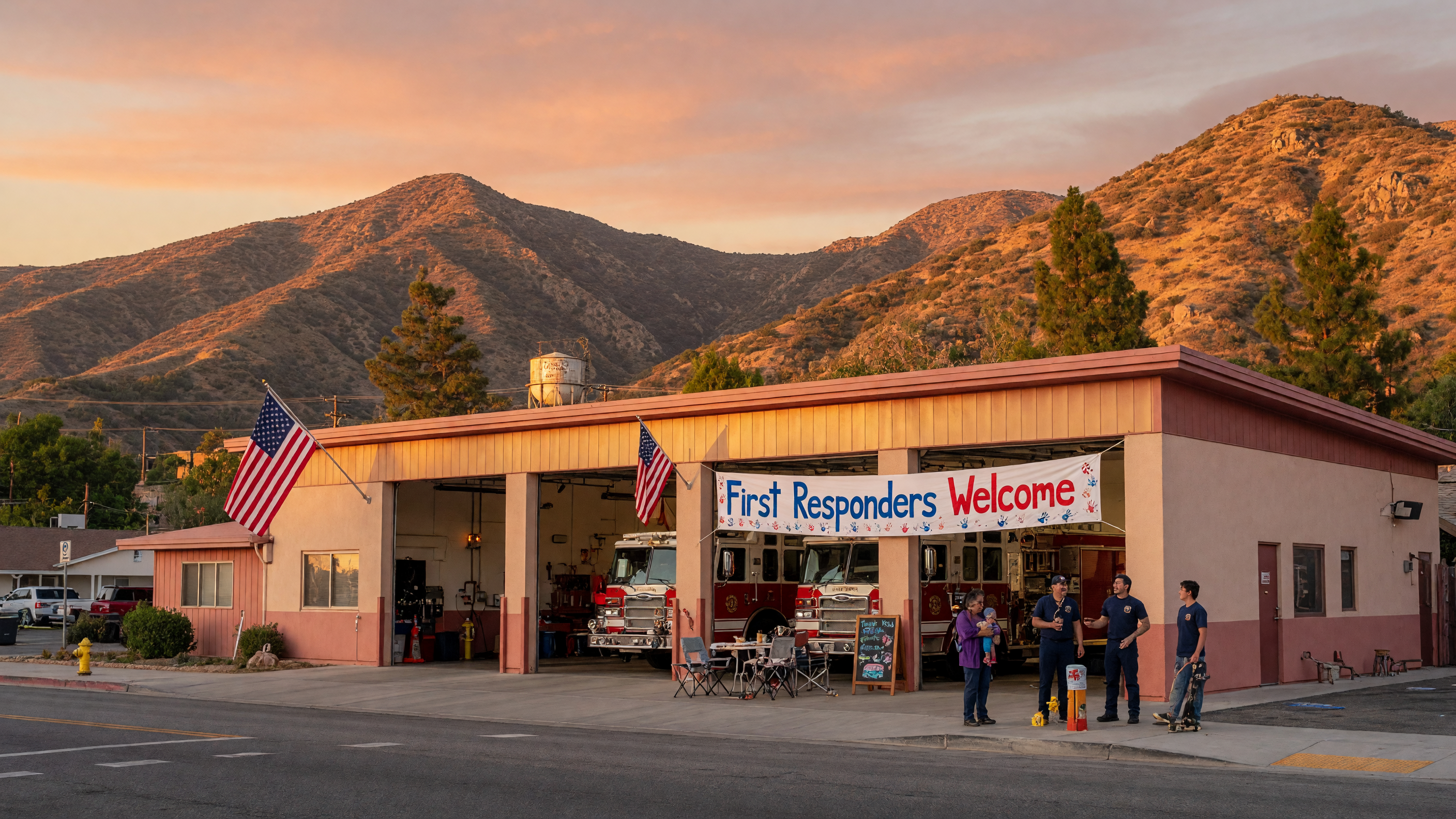 Fire station in the San Gorgonio Pass at golden hour
