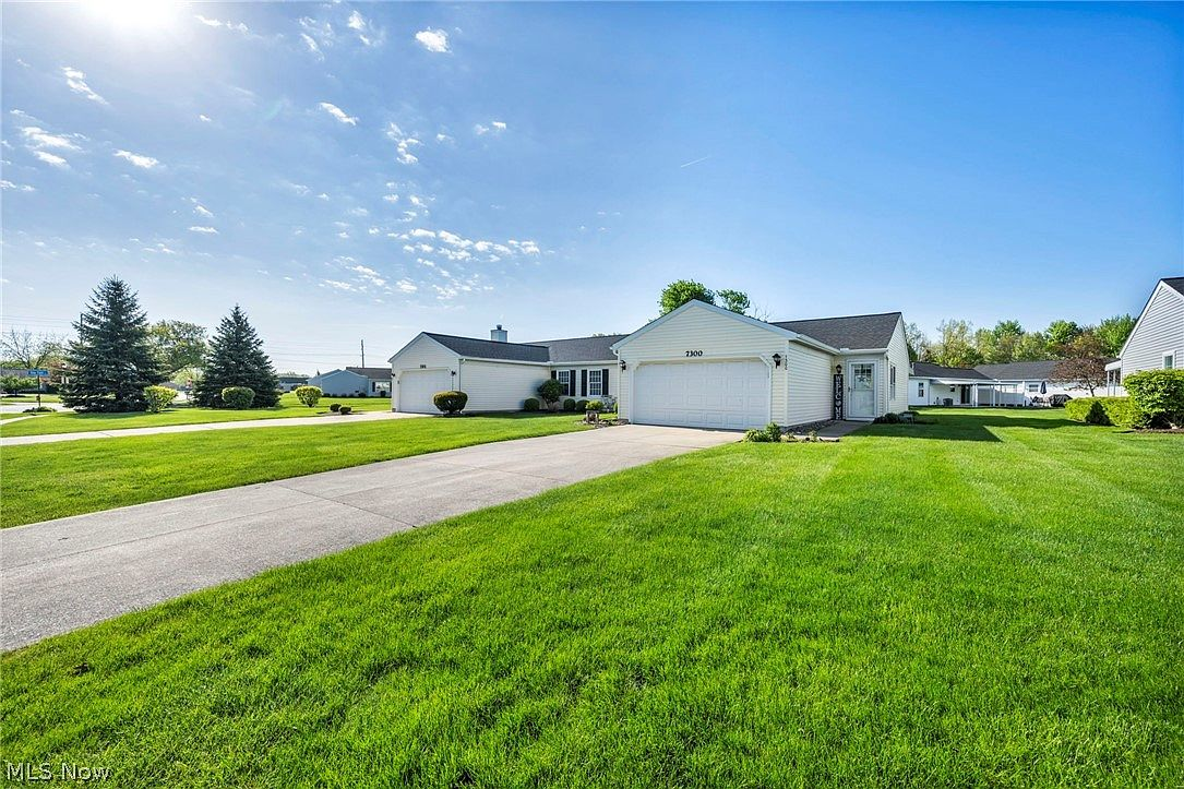 Wide-angle shot of ranch-style house facade
