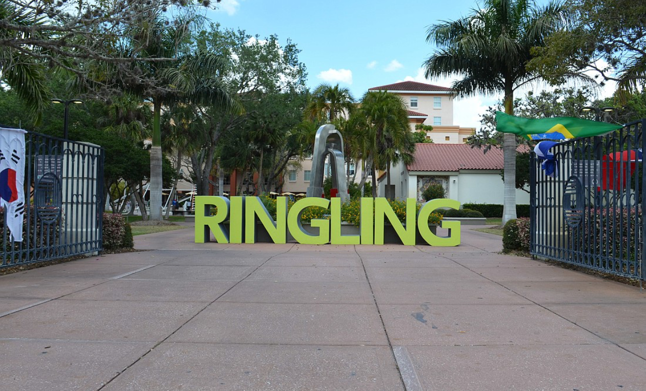 Ringling College of Art and Design campus sign in Sarasota — a top-ranked art and design college