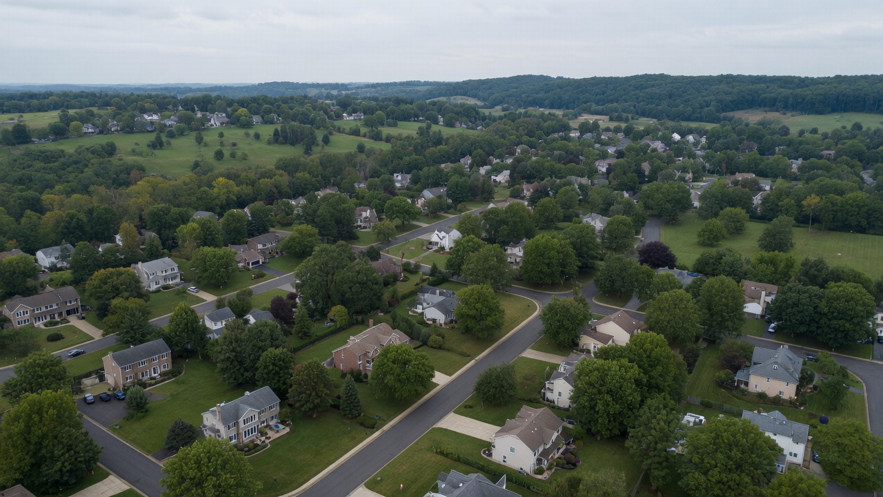 Aerial view of Westlake, Ohio neighborhood