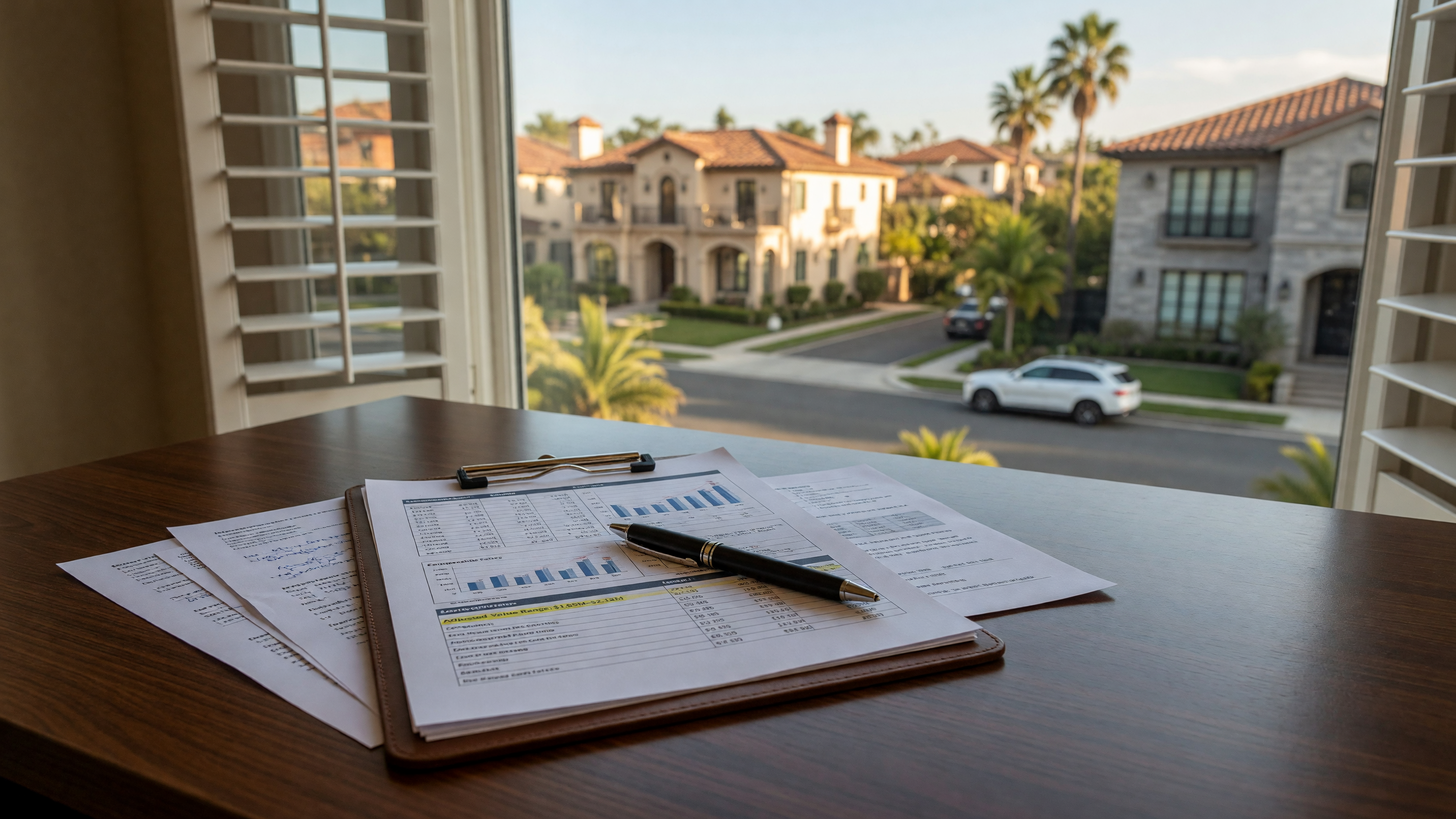 Market analysis paperwork for luxury home pricing in Northeast Ohio