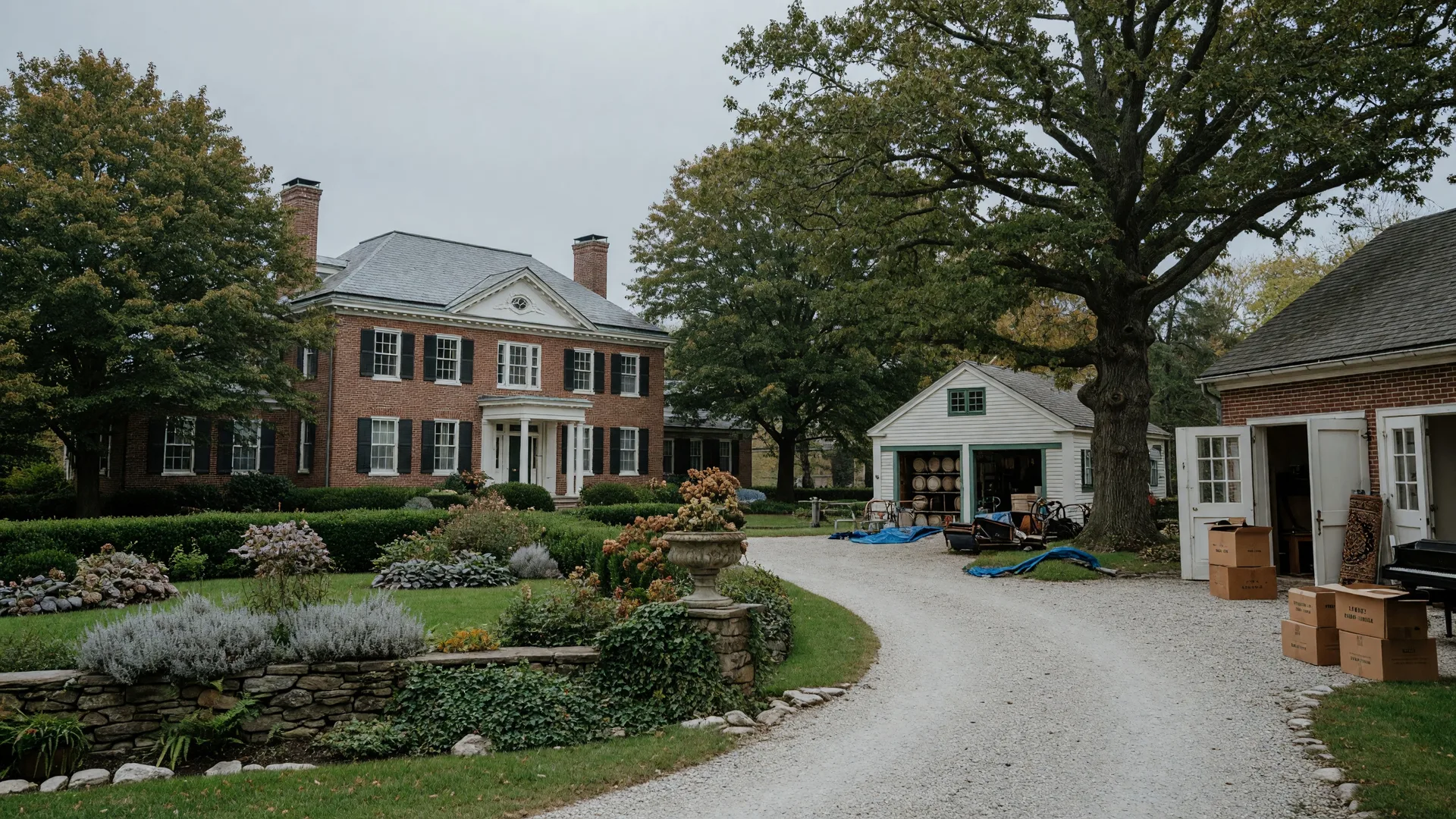 Historic estate property in Ohio with large home and mature trees