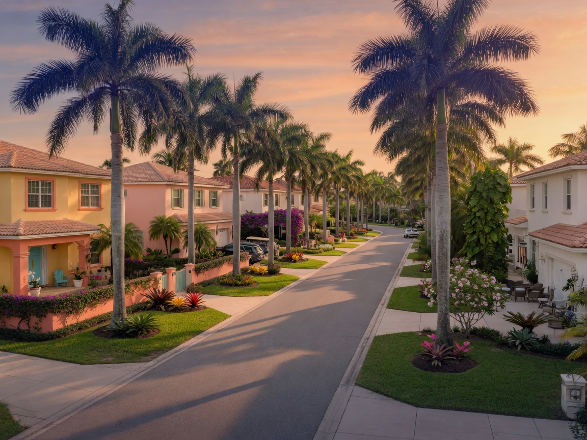 Tree-lined Florida neighborhood street