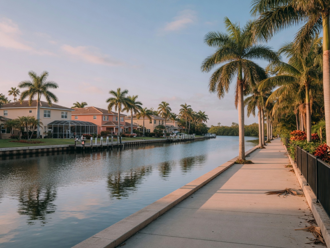 A spacious off-leash dog park with green grass, shade trees, and fencing in a Southwest Florida community