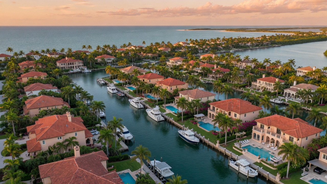 Luxury waterfront community along Naples Bay in Southwest Florida