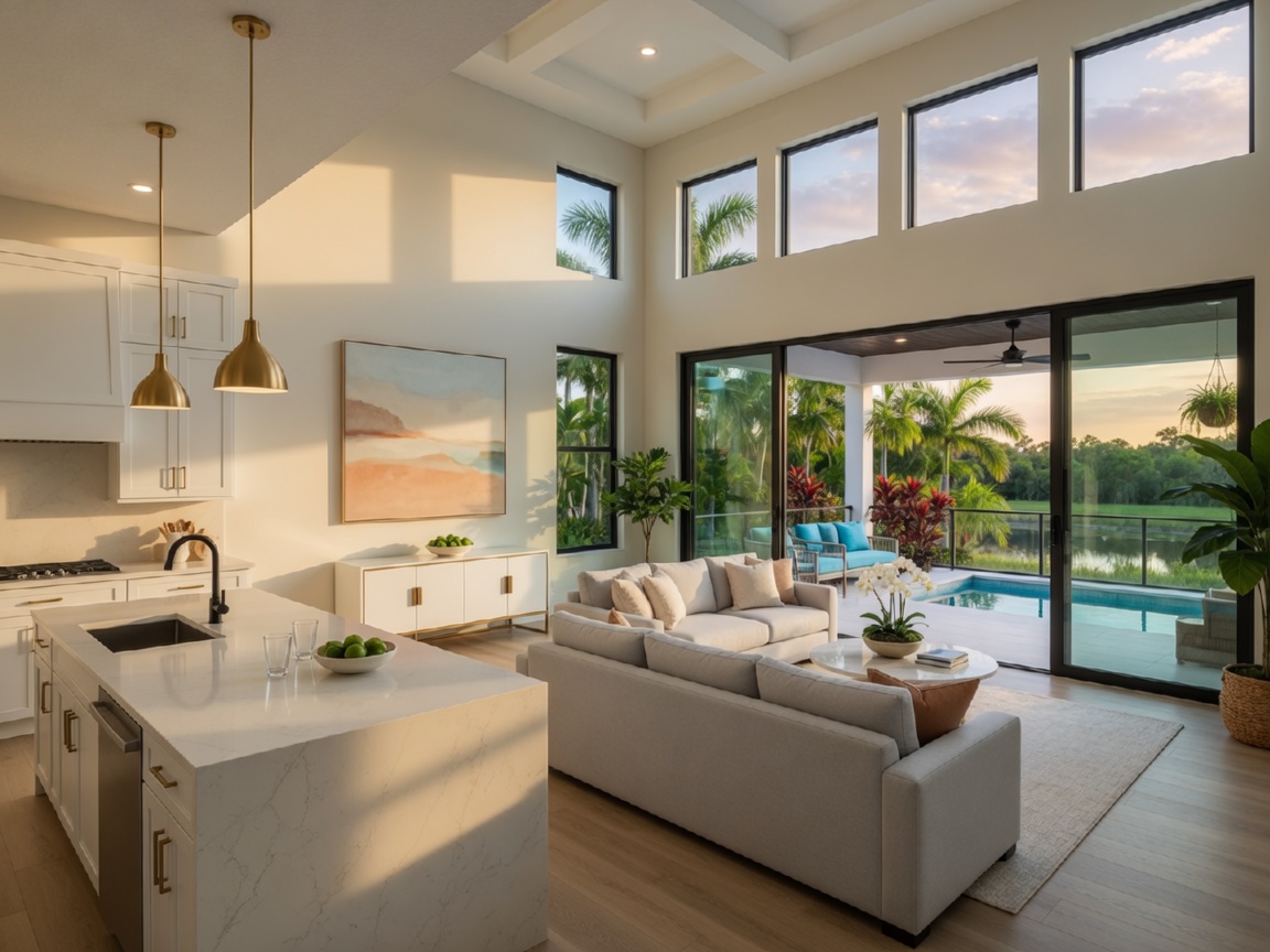 Interior of a modern new construction luxury home in Southwest Florida