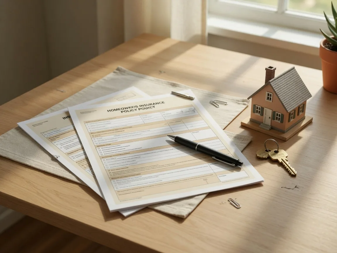 Building permits, architectural blueprints, a tape measure, and a clipboard with a checklist on a wooden desk — representing contractor planning and permit verification