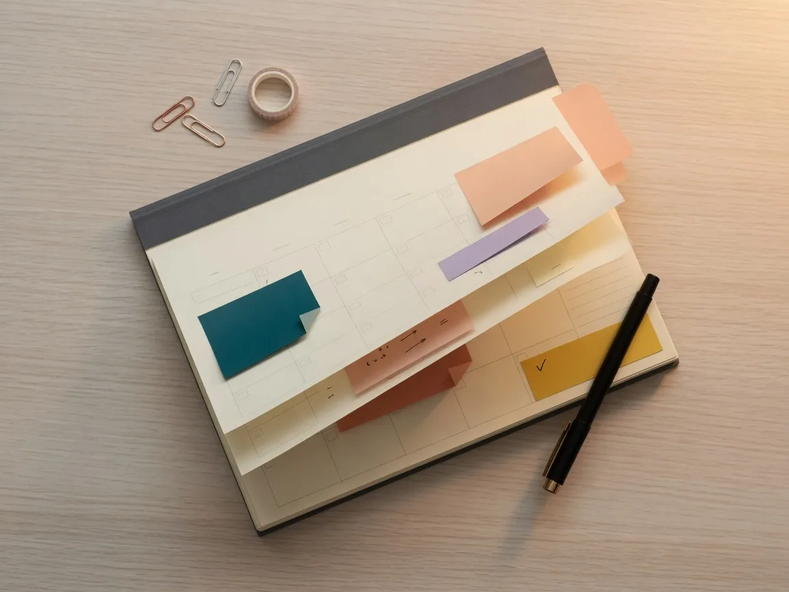 A desk calendar with marked dates and sticky notes representing the timeline and planning an executor must manage during probate property sales