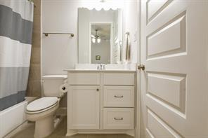 Secondary bathroom vanity at 16903 Lupine Meadow Lane in The Groves, Humble, Texas