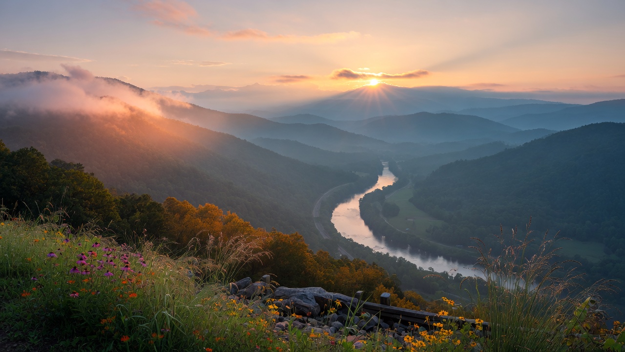 Great Smoky Mountains near Knoxville at sunrise
