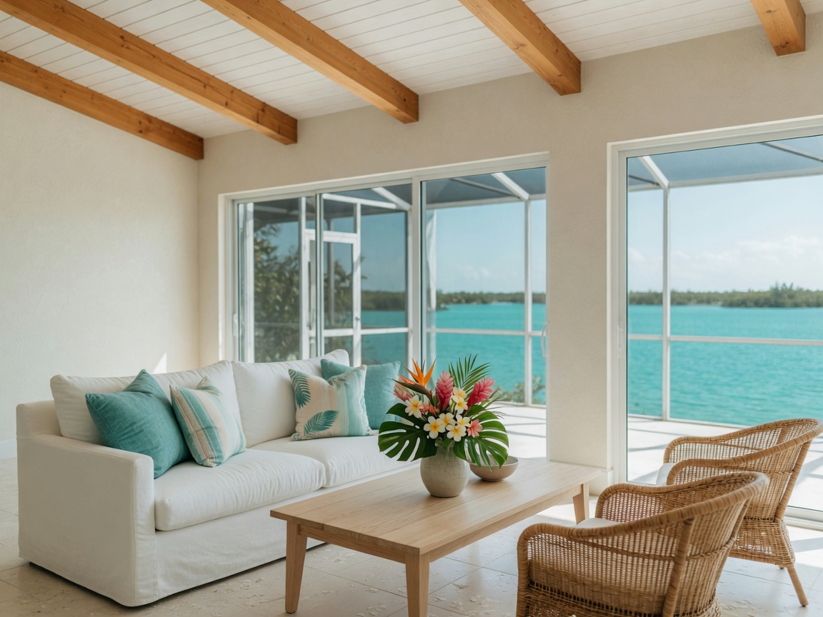 Luxury coastal interior with ocean views in the Florida Keys