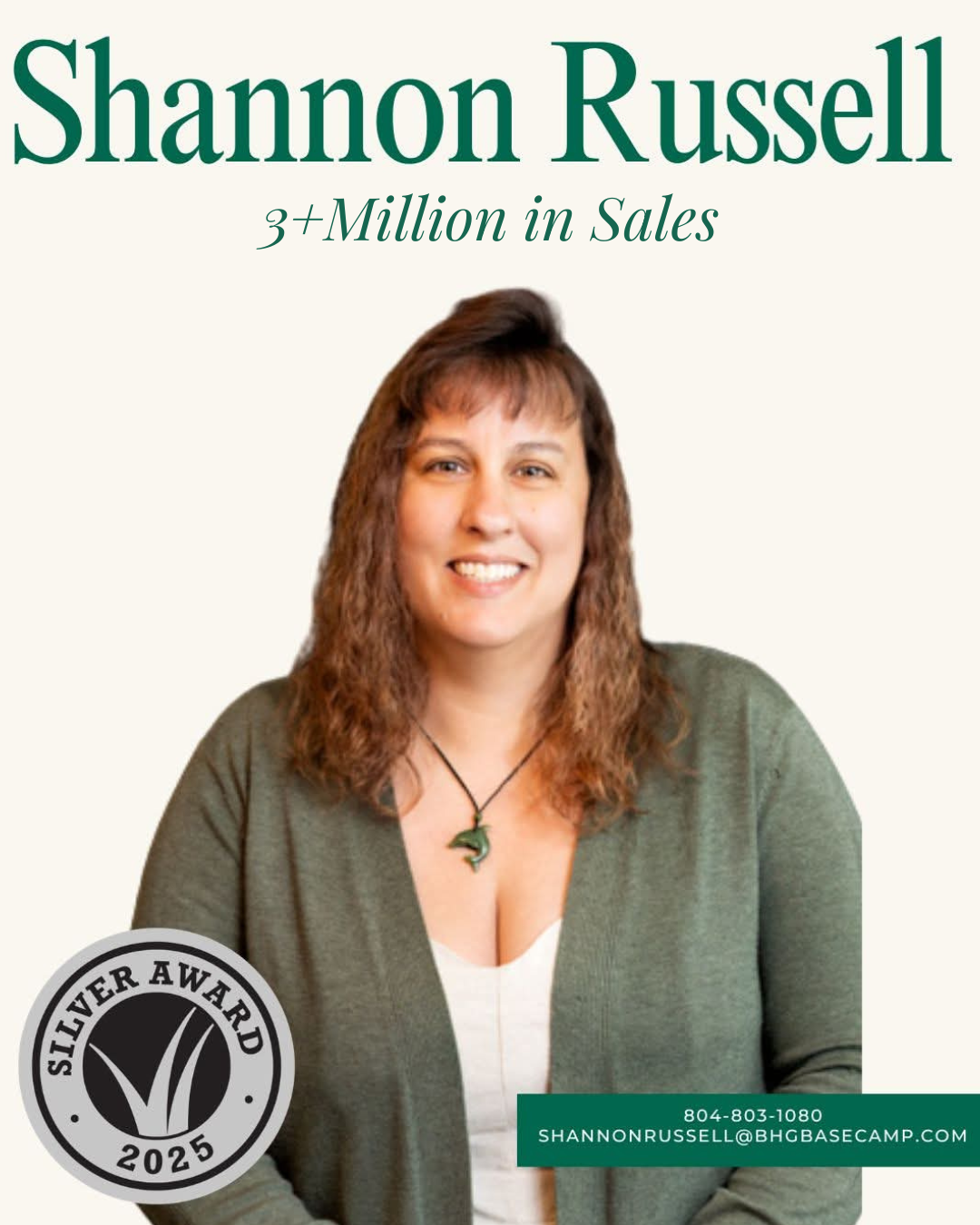 Shannon Russell — 2025 Silver Award, Better Homes and Gardens Real Estate, over $3 million in sales