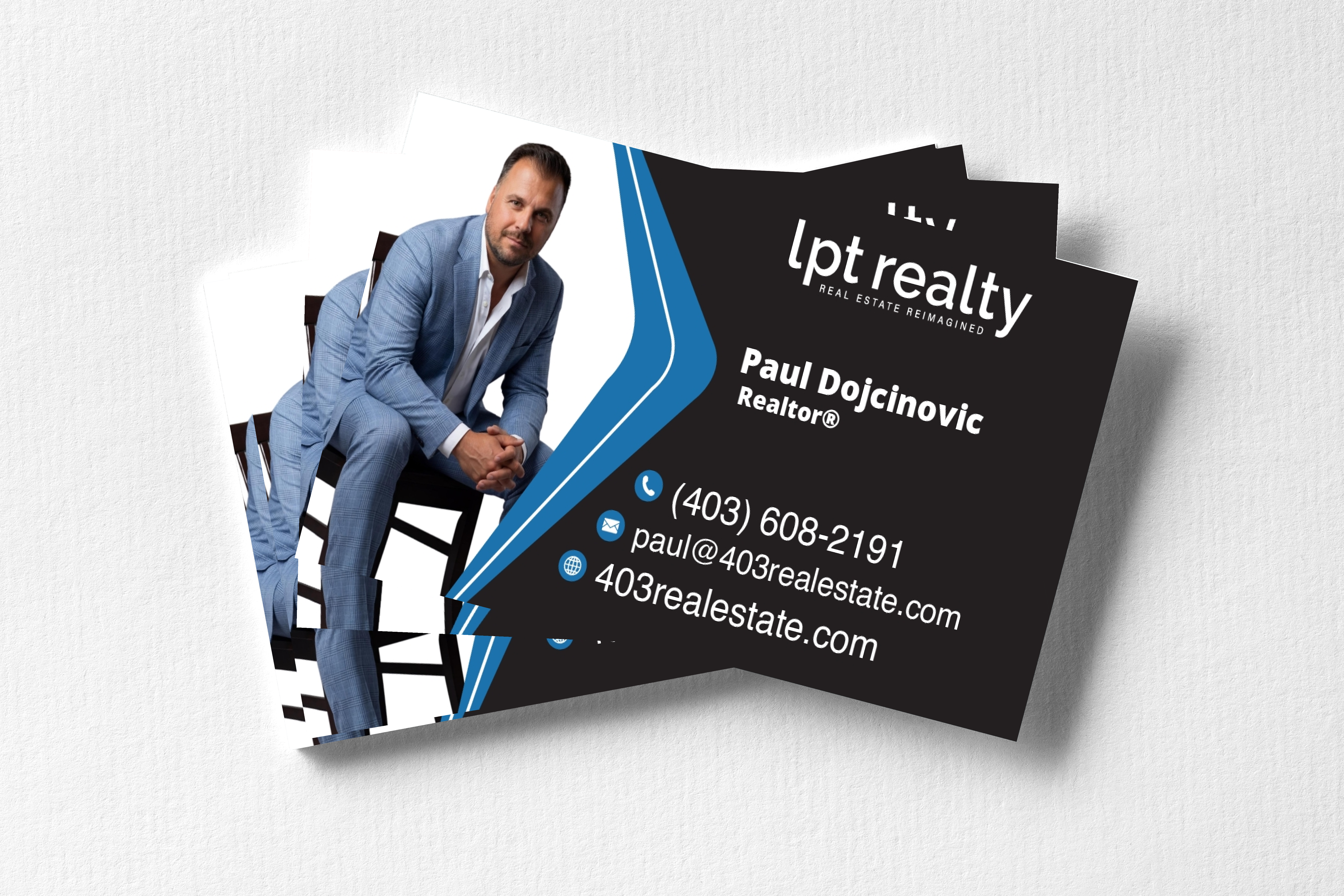 Paul Dojcinovic business cards with contact information