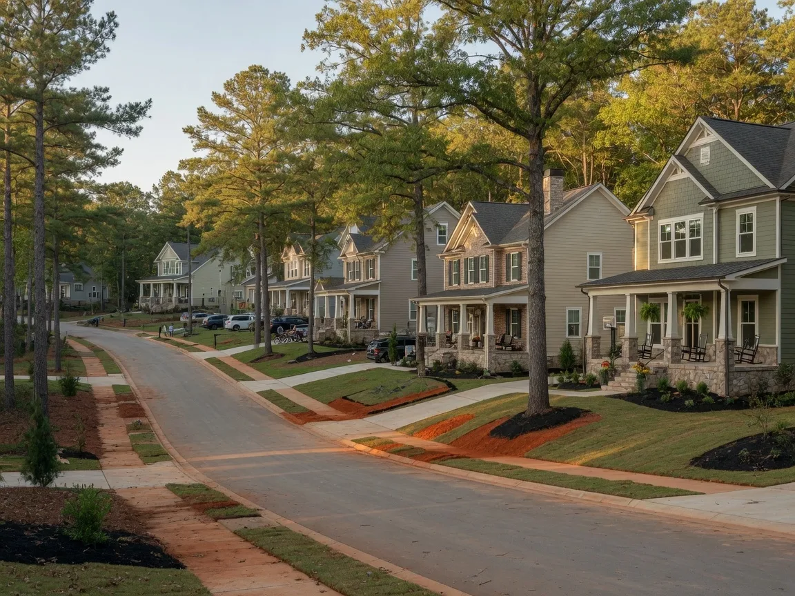 New construction homes in the Atlanta metro area — craftsman and traditional-style homes in a master-planned community