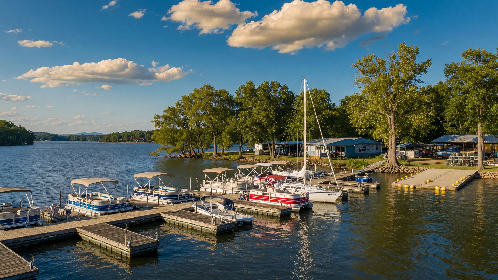 Hendersonville Tennessee's waterfront along Old Hickory Lake with marinas, docks, and lake views