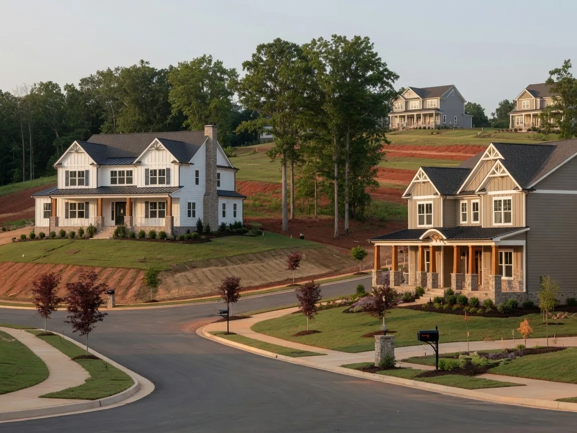 New construction craftsman and modern farmhouse homes in the Alpharetta and Milton area with rolling hills and mature trees