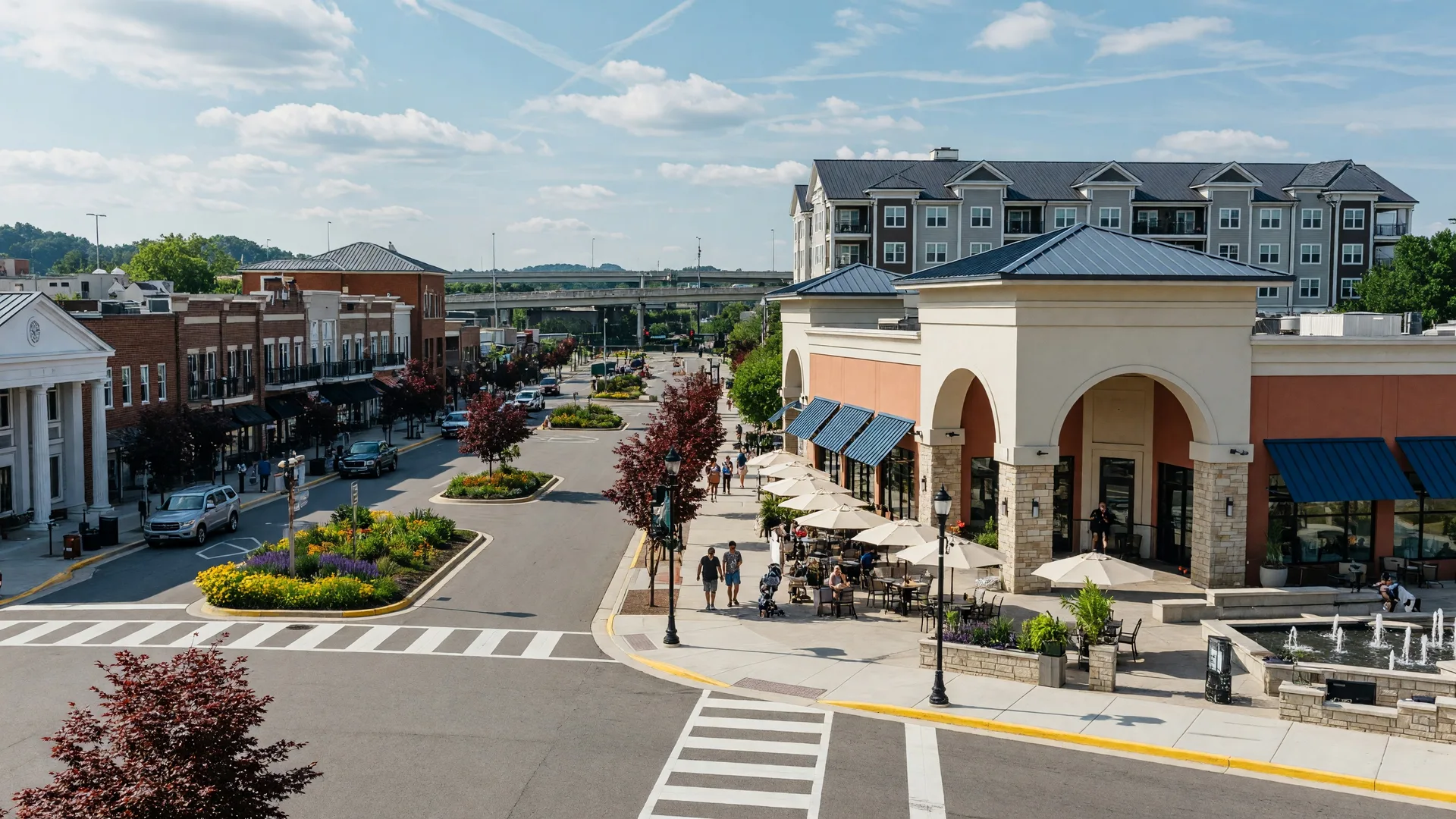 Mount Juliet Tennessee's Providence marketplace district with modern suburban downtown character