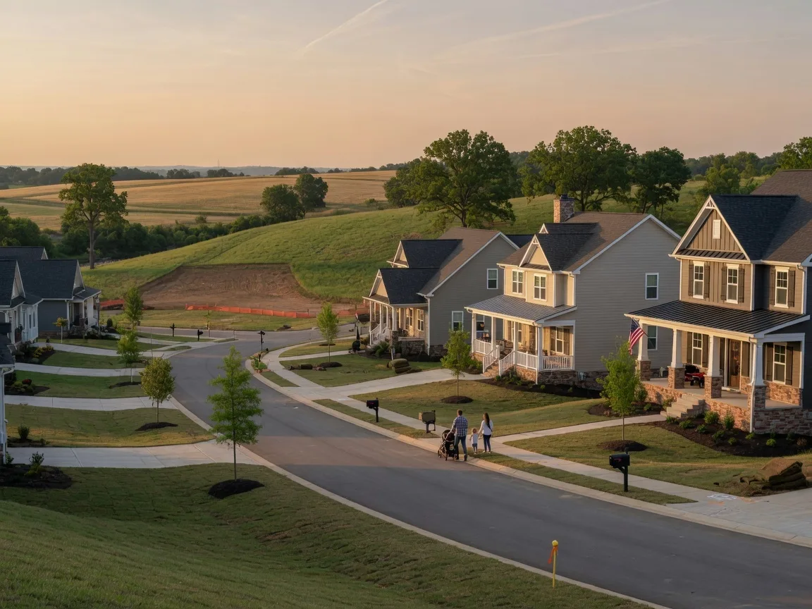 New construction homes in Gallatin Sumner County with craftsman and traditional architecture and rolling terrain