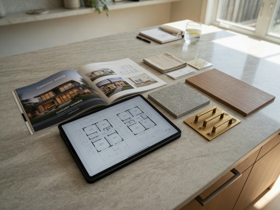 New construction neighborhood with modern homes and landscaping