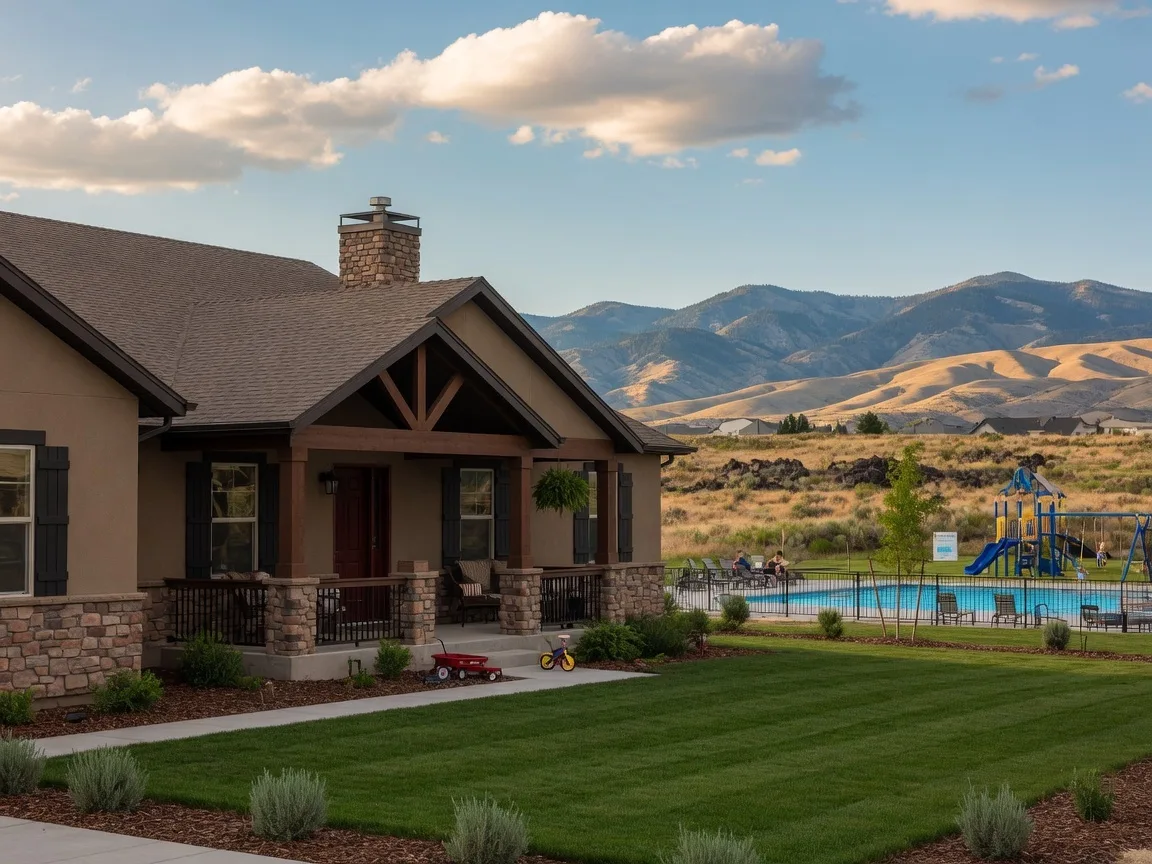 New construction craftsman and contemporary homes in Meridian, Idaho with suburban family-friendly setting and community parks