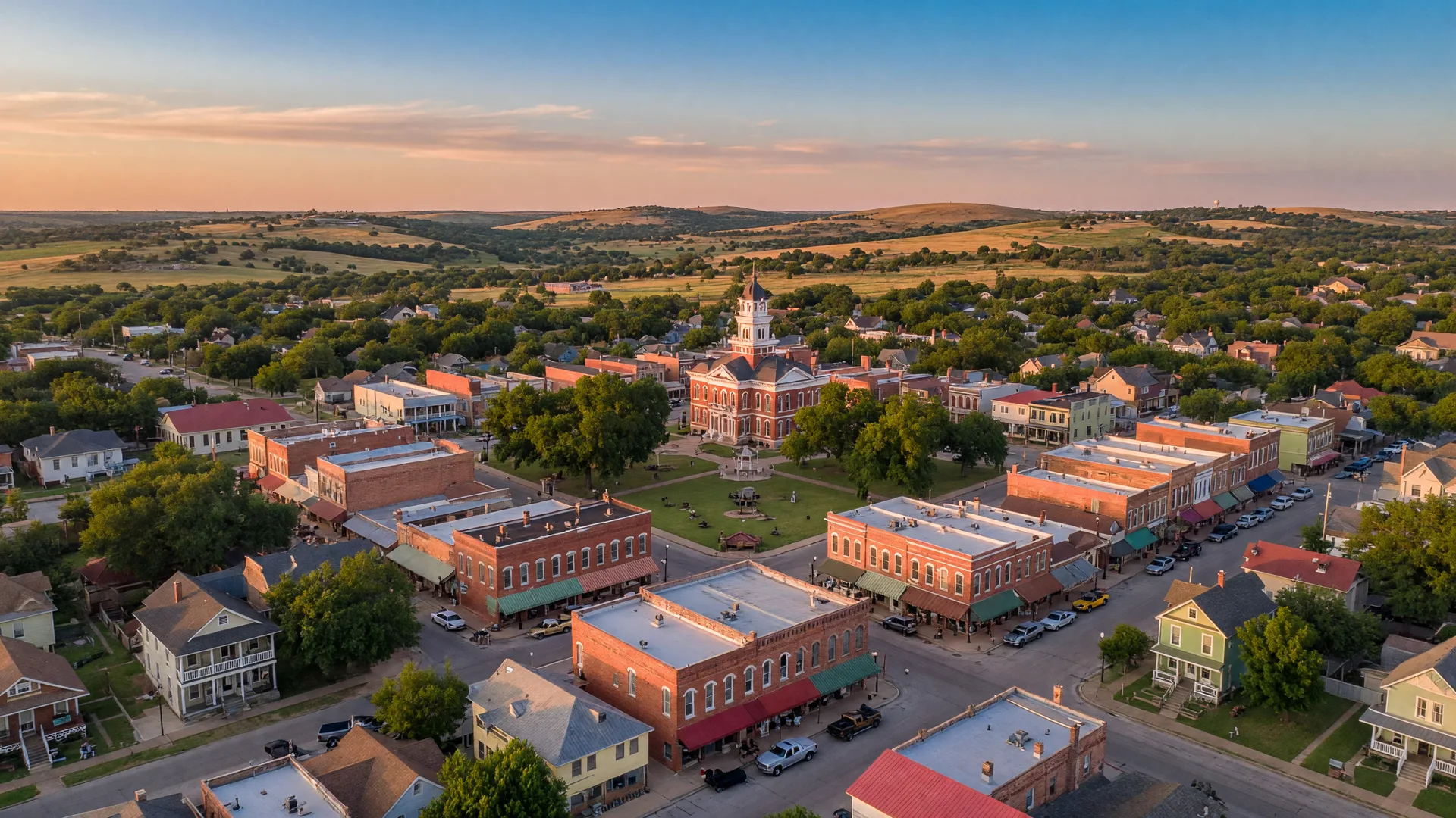 Charming downtown McKinney Texas historic square and tree-lined neighborhoods