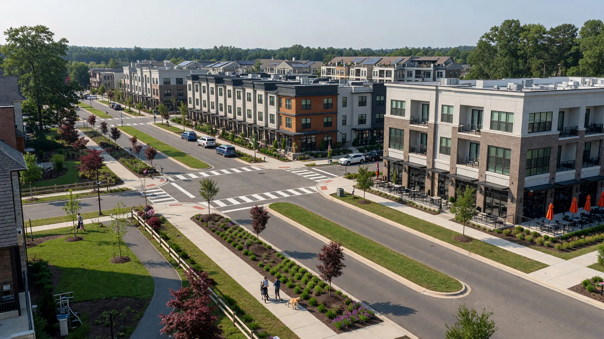Ashburn Virginia modern suburban identity with the One Loudoun town center, retail, and master-planned community with wide boulevards and green spaces