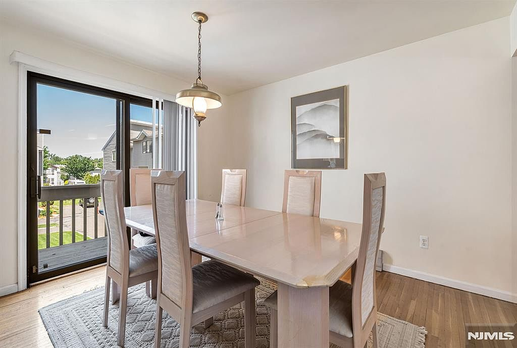 Dining room with sliding glass door to deck