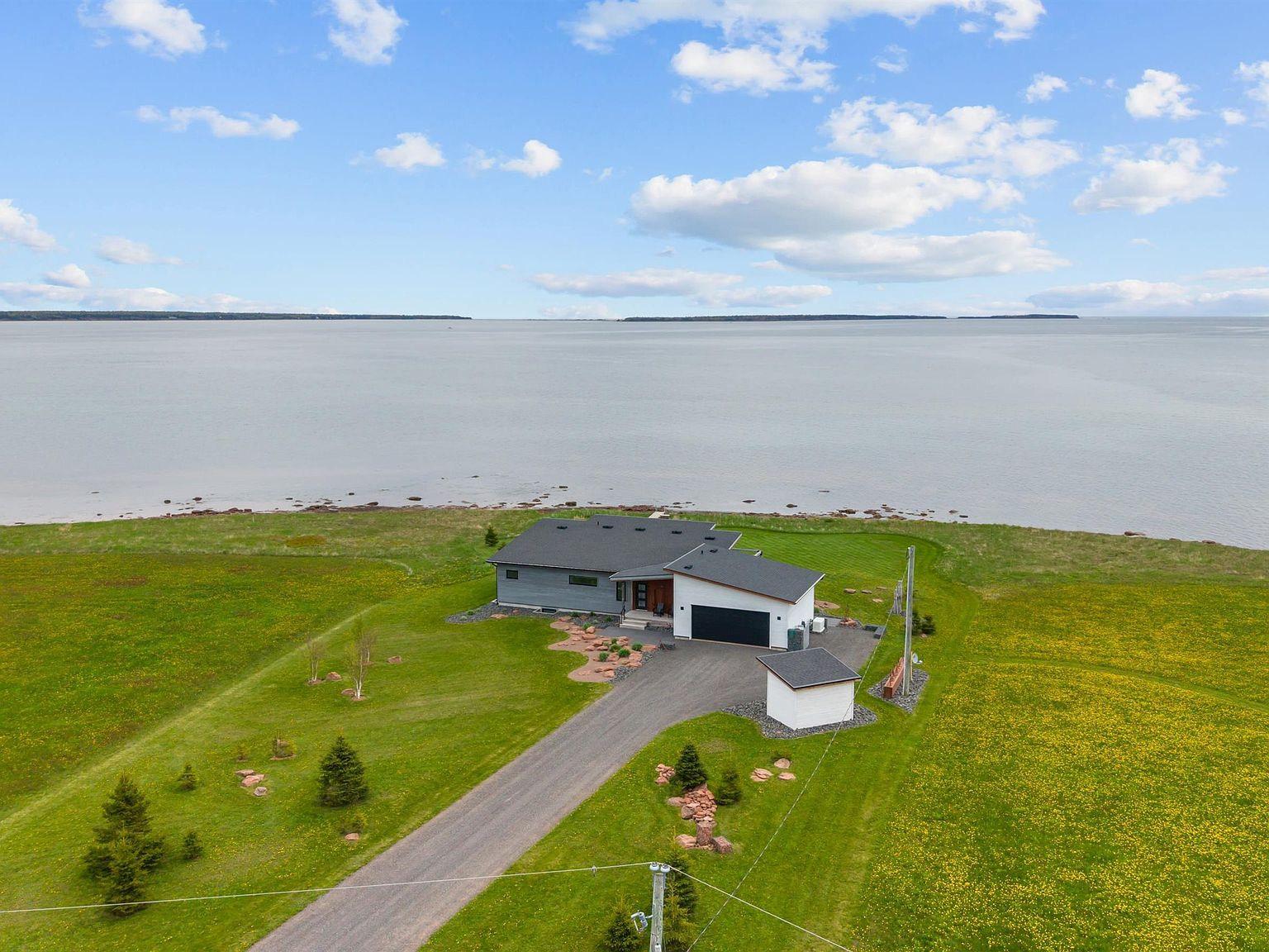 Aerial view looking down at property ocean frontage