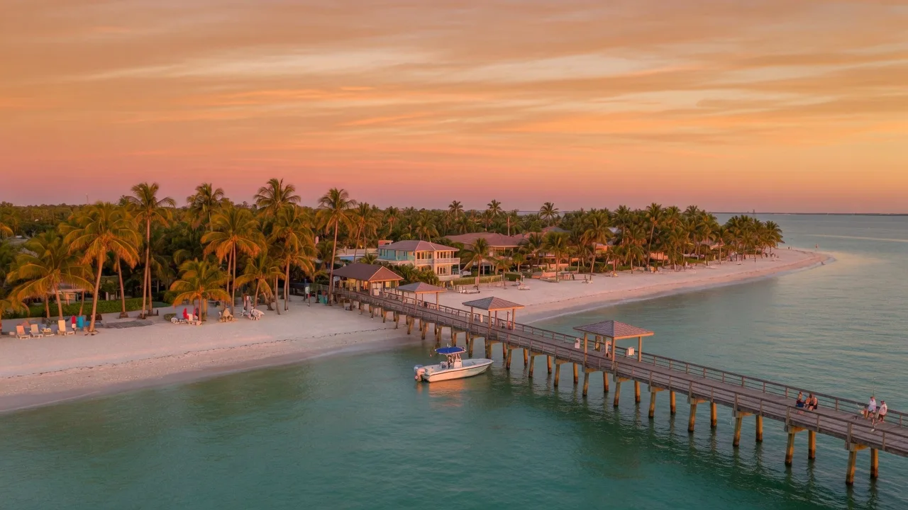 Waterfront pier at sunset in Southwest Florida