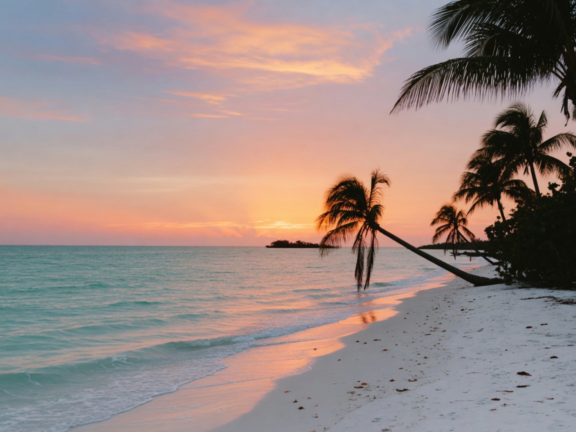 Aerial view of Southwest Florida waterfront neighborhood at sunset