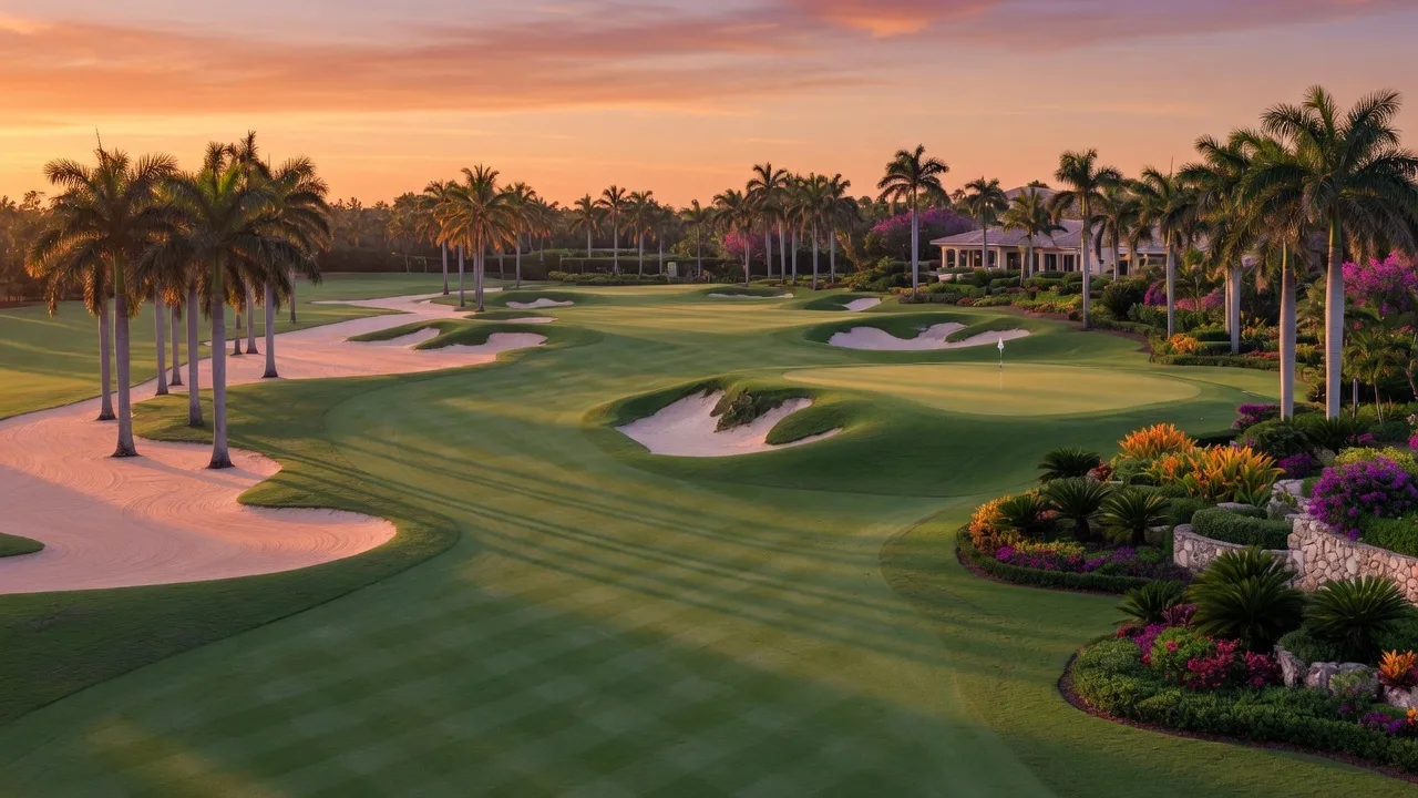World-class luxury resort golf course with royal palms in Palm Beach County