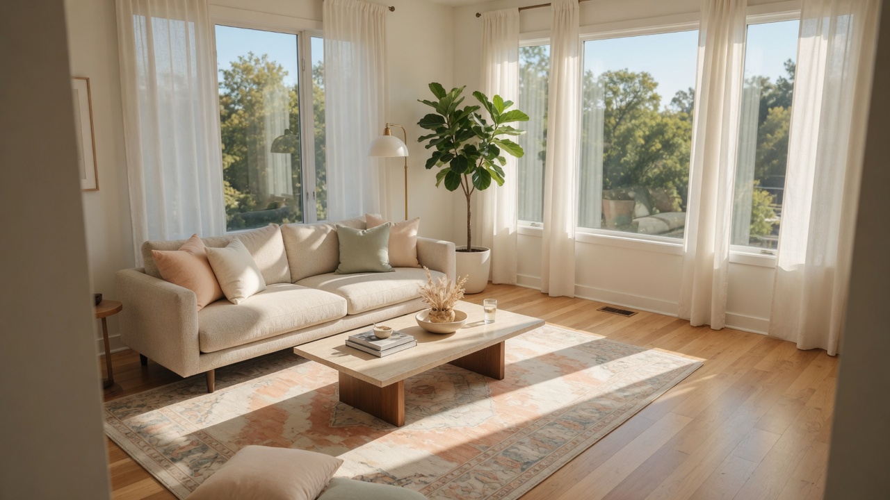 Bright modern living room showing the potential of a staged space