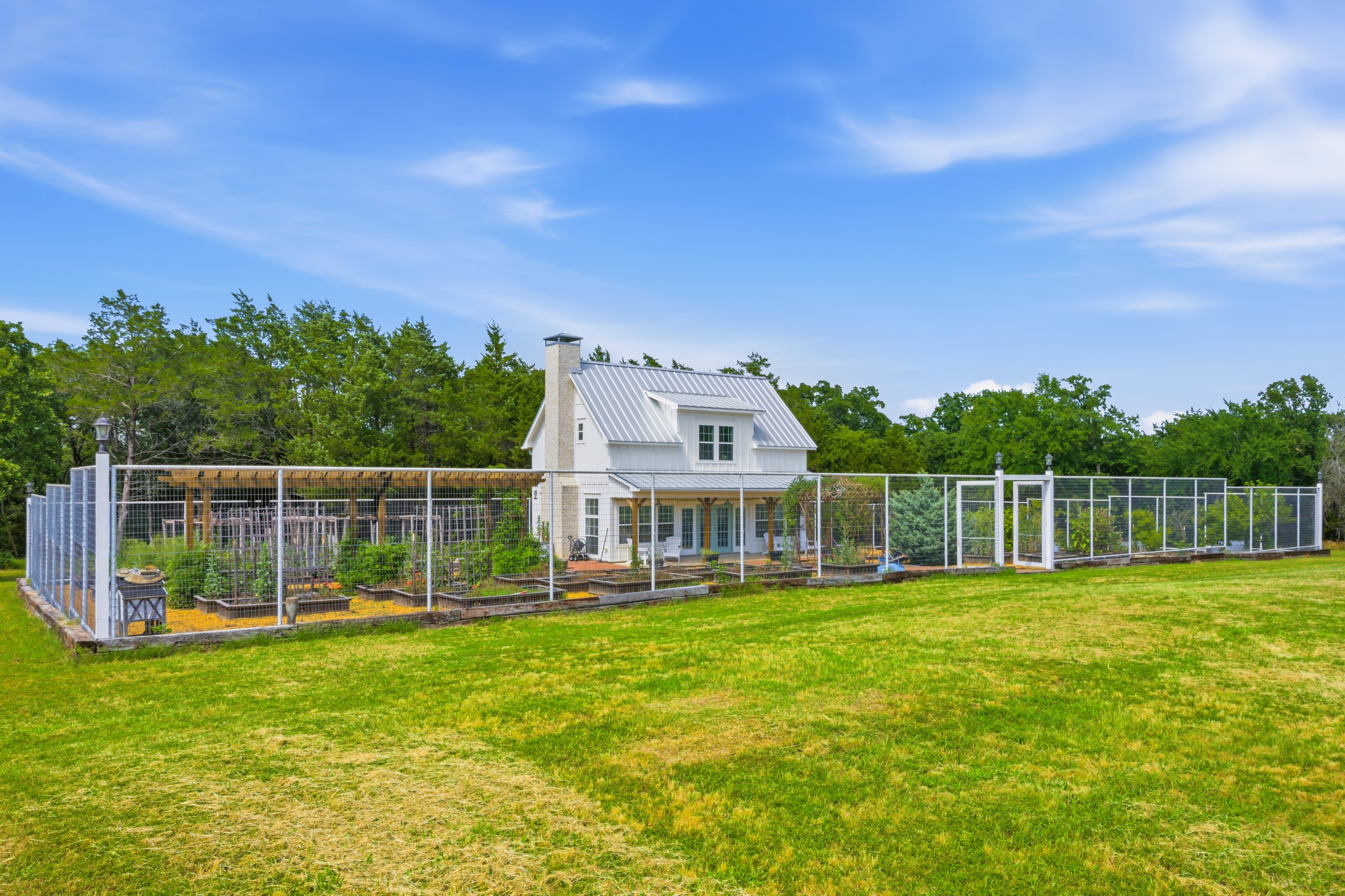 Guest cottage exterior with garden area