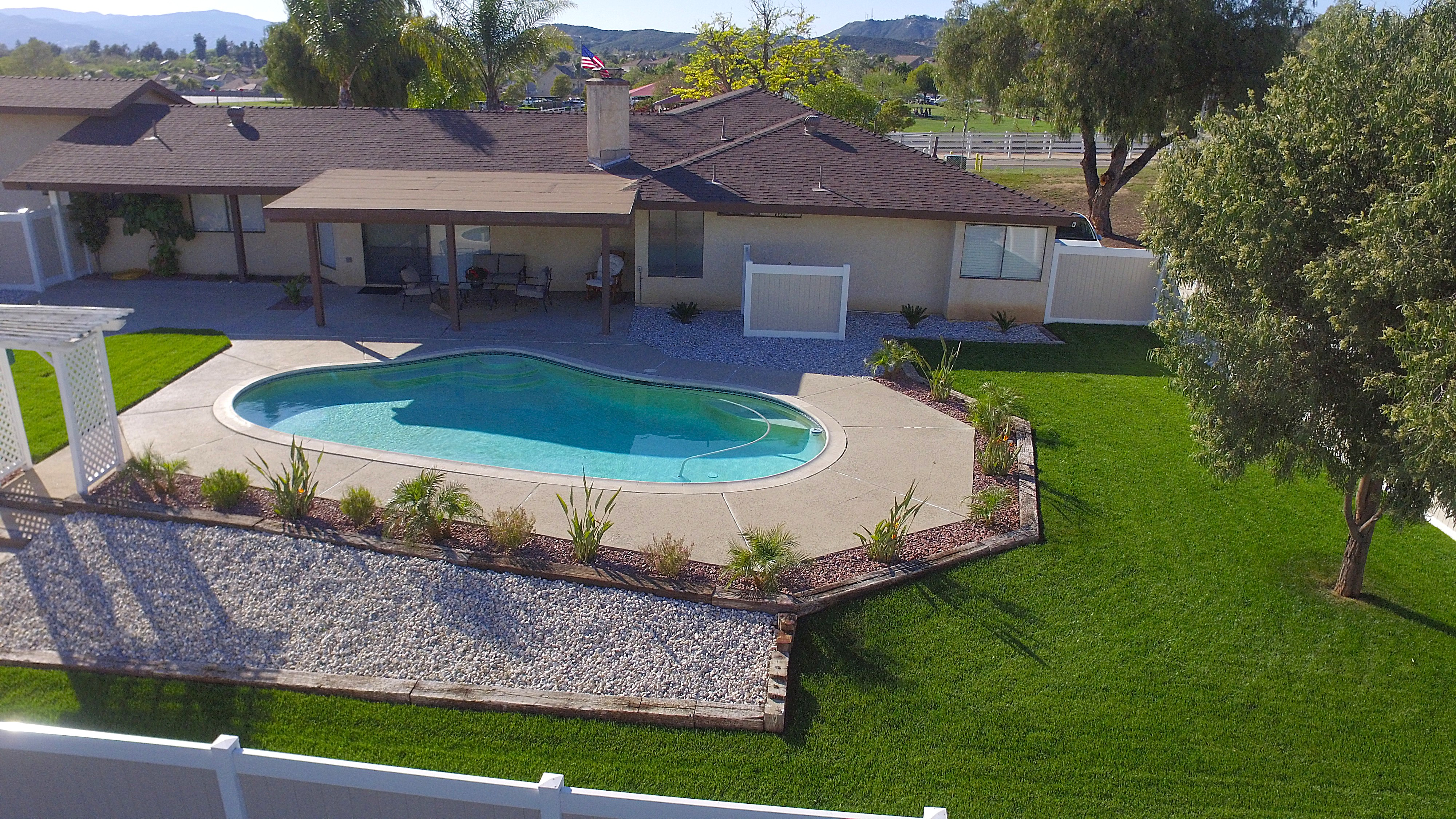 Elevated pool and patio view