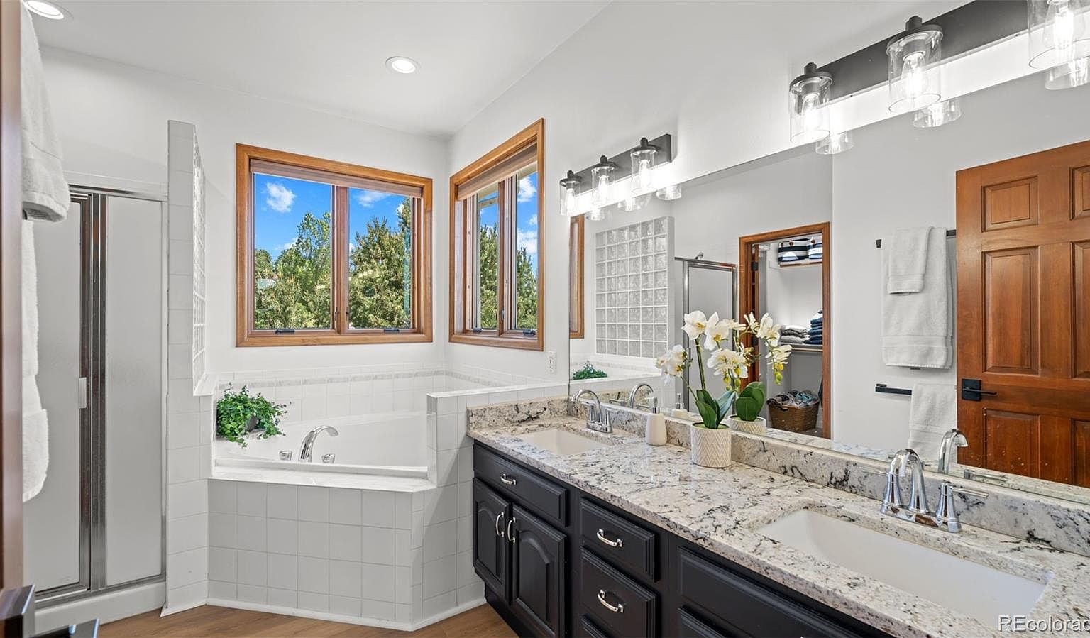 Primary bathroom with dual vanity