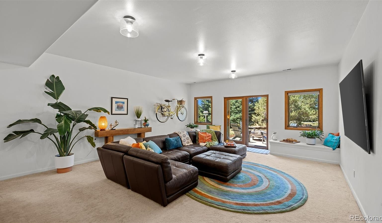 Walkout basement family room with natural light