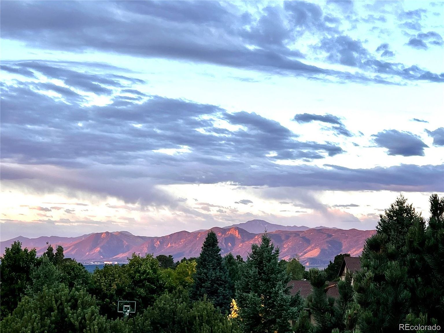 Pikes Peak mountain landscape at golden hour