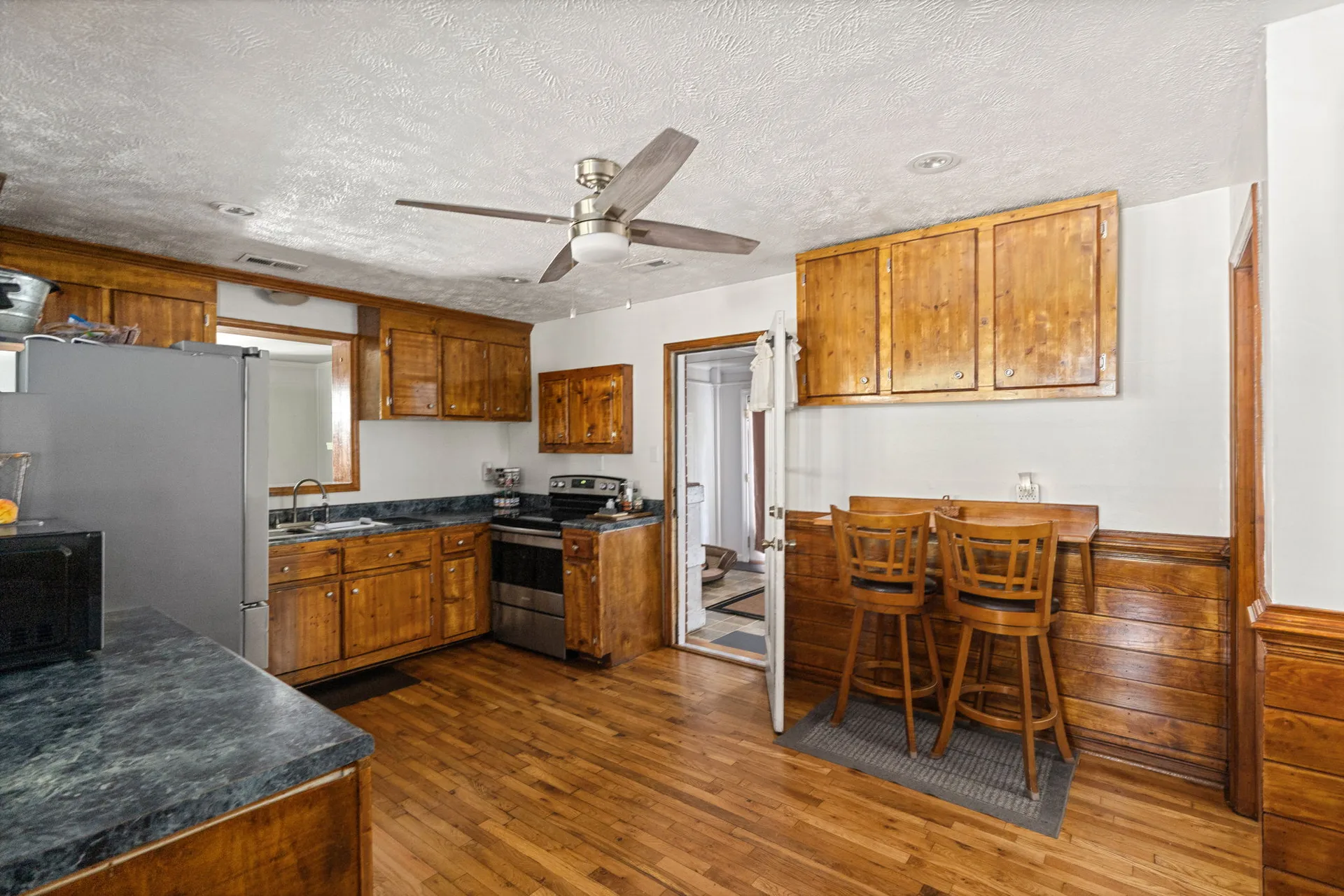 Kitchen with warm wood cabinetry
