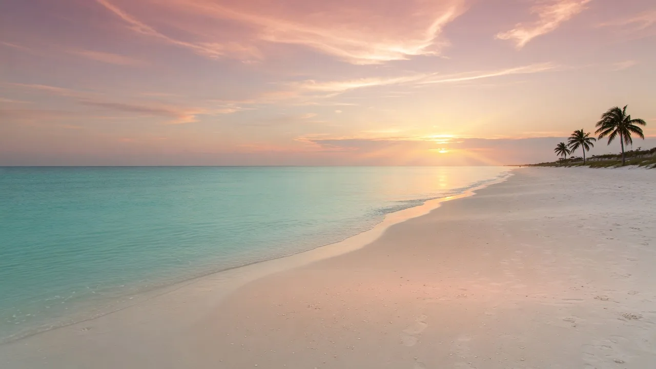 Beautiful sunset on Siesta Key beach, Sarasota Florida