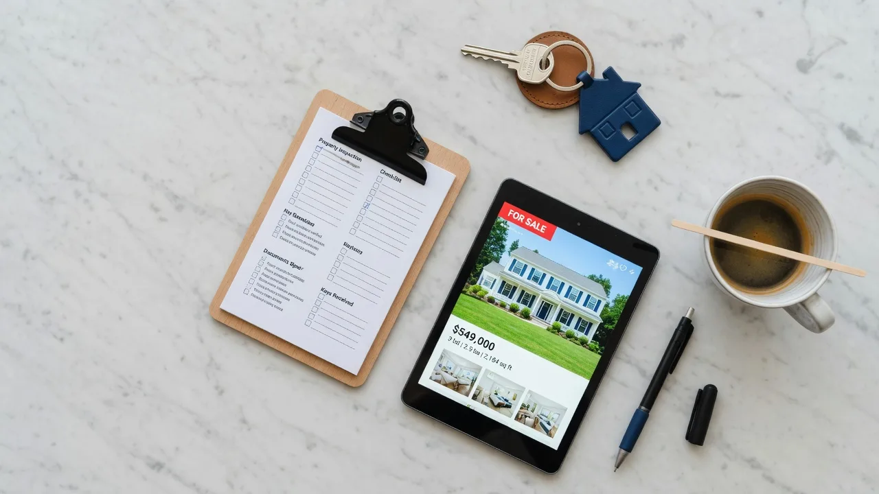 Real estate resources and checklist on a desk