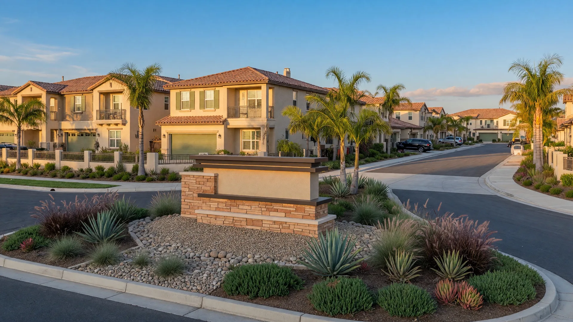 Aerial view of the Spencer's Crossing master-planned community in Murrieta showing homes parks and community amenities