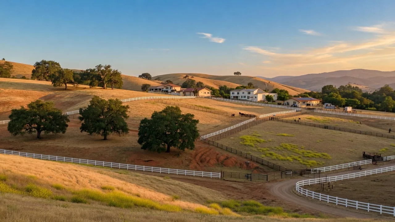 Winchester California rural landscape with rolling hills and equestrian properties