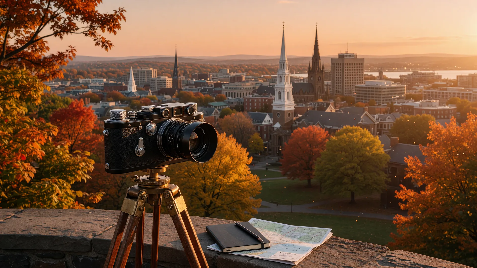 A camera capturing New Haven, Connecticut from above